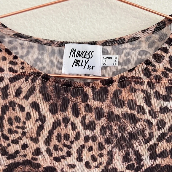 Princess Polly Mesh Cheetah Print Top - Picture 3 of 3